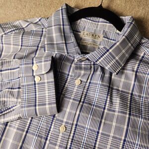 Lauren Ralph Lauren Mens Blue Plaid Cotton Nylon Stretch Slim Fit 2XL